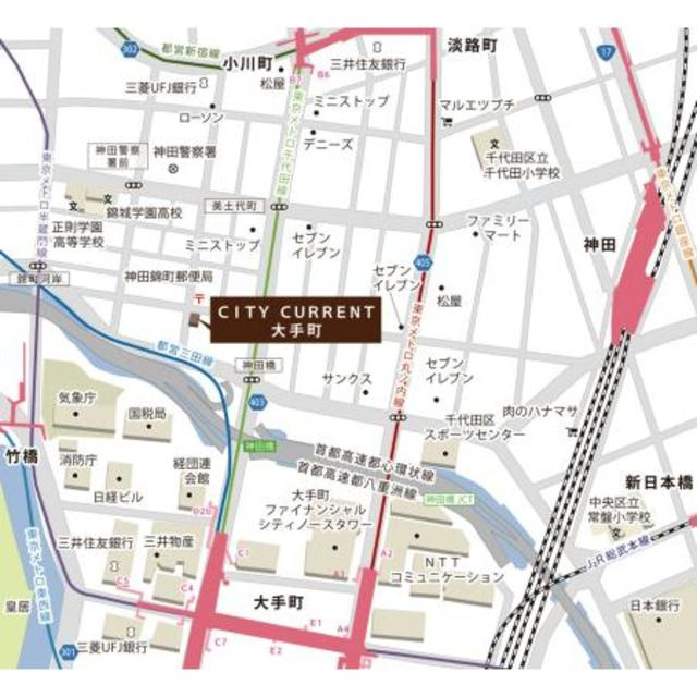 シティカレント大手町の地図