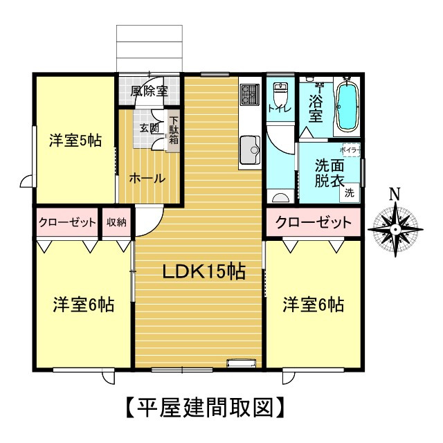 北見市東相内町１６４番地２１　中古売家の間取り|【間取図】3LDK