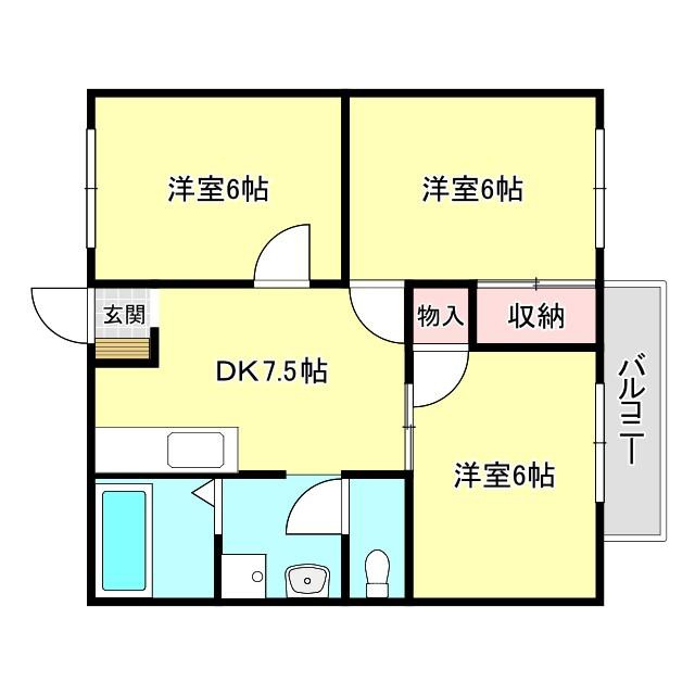 メゾンいなみ野の間取り|3DK　52.99㎡