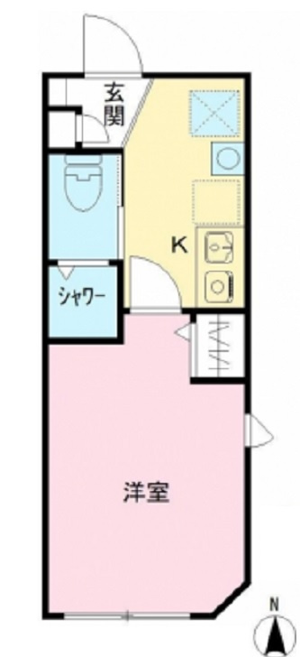 THE ROOM'S ザルームス大森町駅前の間取り|南向き南東角部屋2面採光洋室5.3帖の1Kシャワールームとトイレ！バスタブ不要な方向け！
