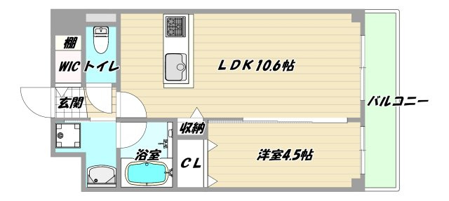 大阪市淀川区東三国６丁目の賃貸マンションの間取り