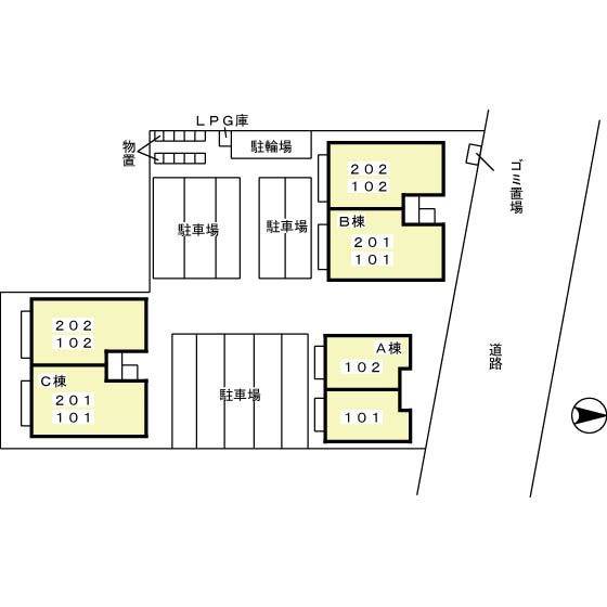 グランドール塩津　Ｂの区画図