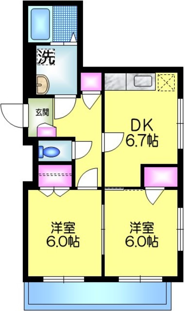 メゾンシャルマンの間取り|★南東角部屋２面窓★