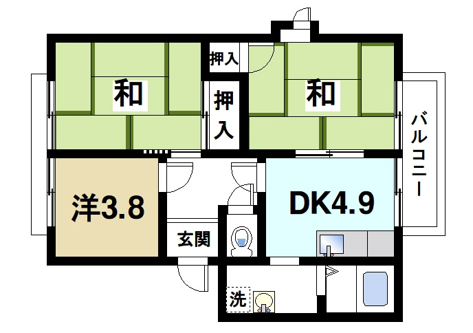 ハイツ光の間取り|和室メインの心落ち着く3Kの間取りです