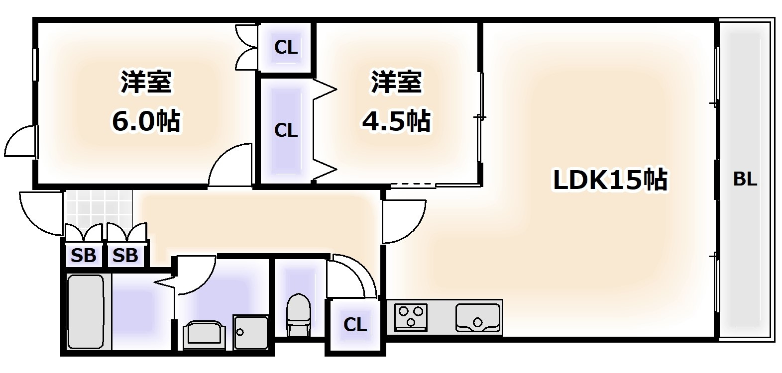 リバージュ住吉の間取り