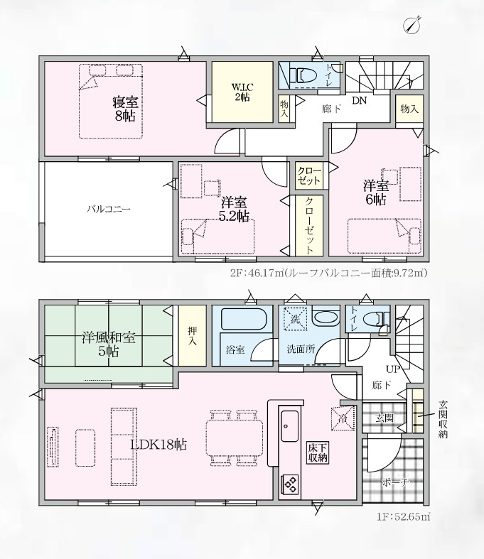 鴻巣市人形　第1　新築一戸建て　クレイドルガーデン　03の外観|【全3棟・3号棟】鴻巣市人形　第1　新築一戸建て　クレイドルガーデン　03・4LDK・土地面積161.07m2・建物面積98.82m2