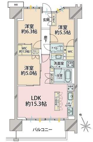 ■3LDK+2WIC 専有面積：70.47平米、バルコニー面積：10.40平米