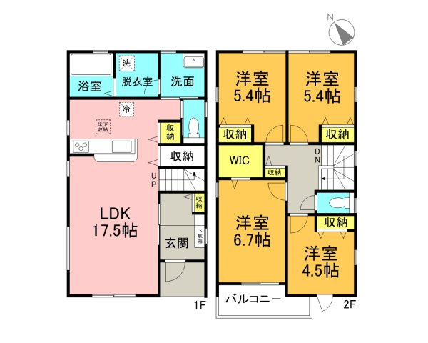 高浜第43呉竹町　新築戸建＜2号棟＞の間取り|4LDK＋WIC