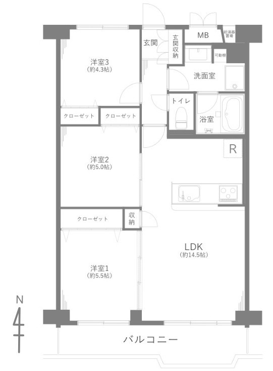 ボナハイツ中川A棟の間取り