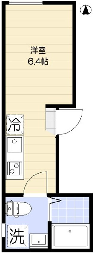 アレクシス羽田の間取り|北向きの洋室6.4帖の1Rバストイレ別独立洗面台！