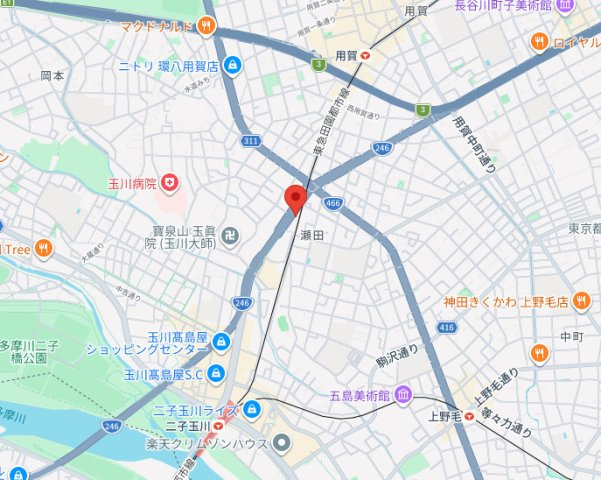 ワイライフ二子玉川の地図