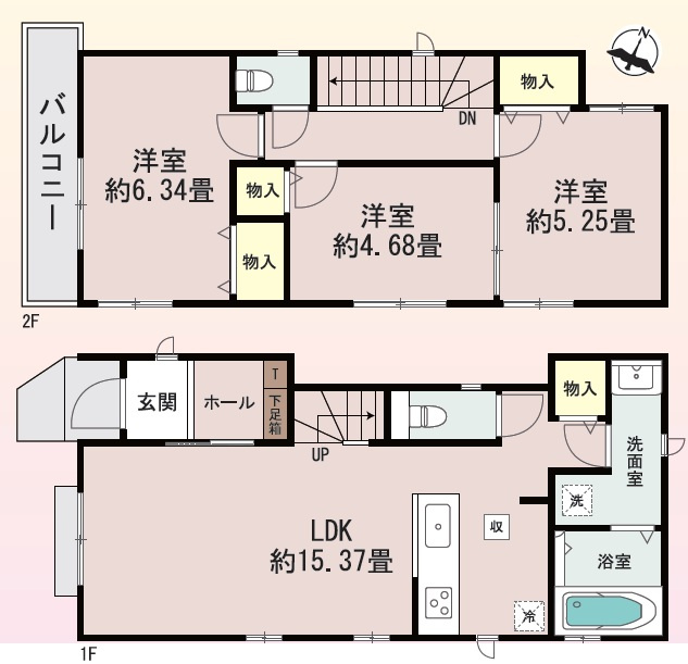 垂水区塩屋北町４丁目　新築戸建て　B号棟の間取り