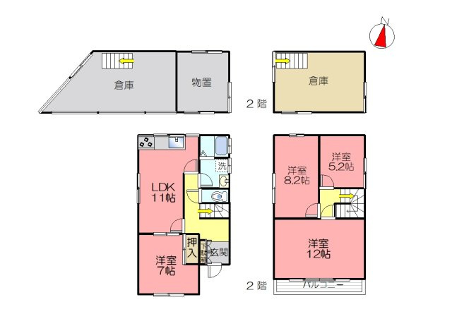 丹波市春日町国領の中古一戸建の間取り