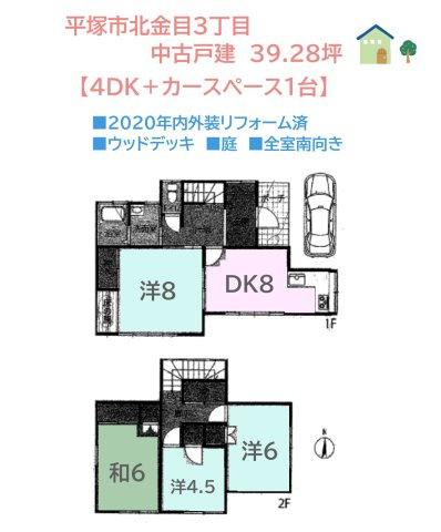 【間取り】 | おうち時間の楽しみが広がるウッドデッキ＆庭付き◎　　　　　　　　　
部屋数豊富な4DKの間取りです♪