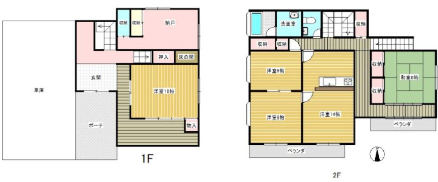 野田市清水　中古戸建　昭和47年築の間取り