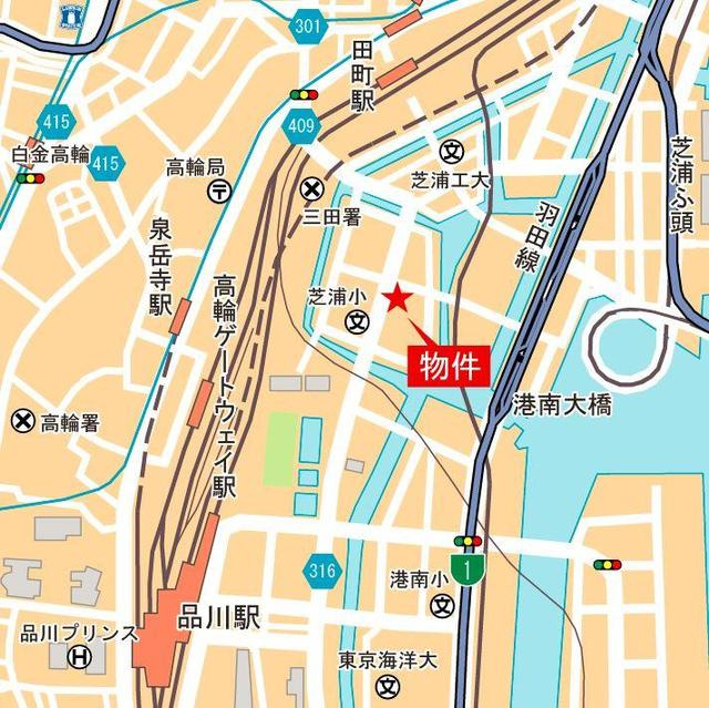 プラウドタワー芝浦の地図
