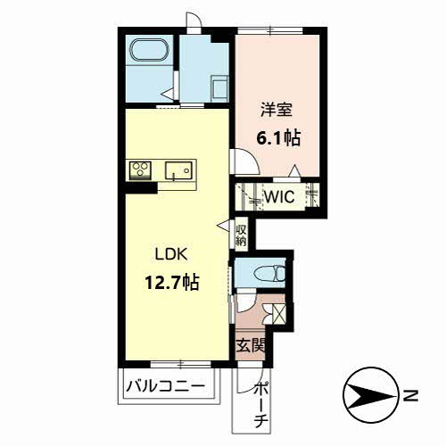 舞鶴市字福来のアパートの間取り|１ＬＤＫの間取りです◇