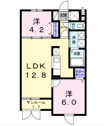 新座市北野２丁目の賃貸マンションの間取り