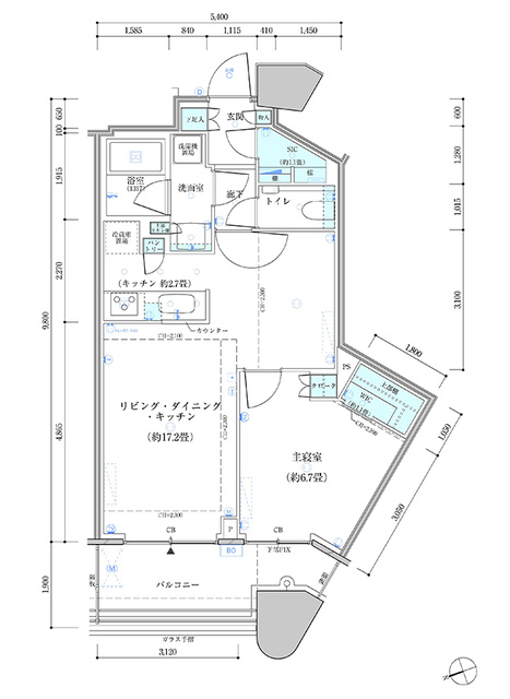 パークタワー勝どき　サウス棟の間取り
