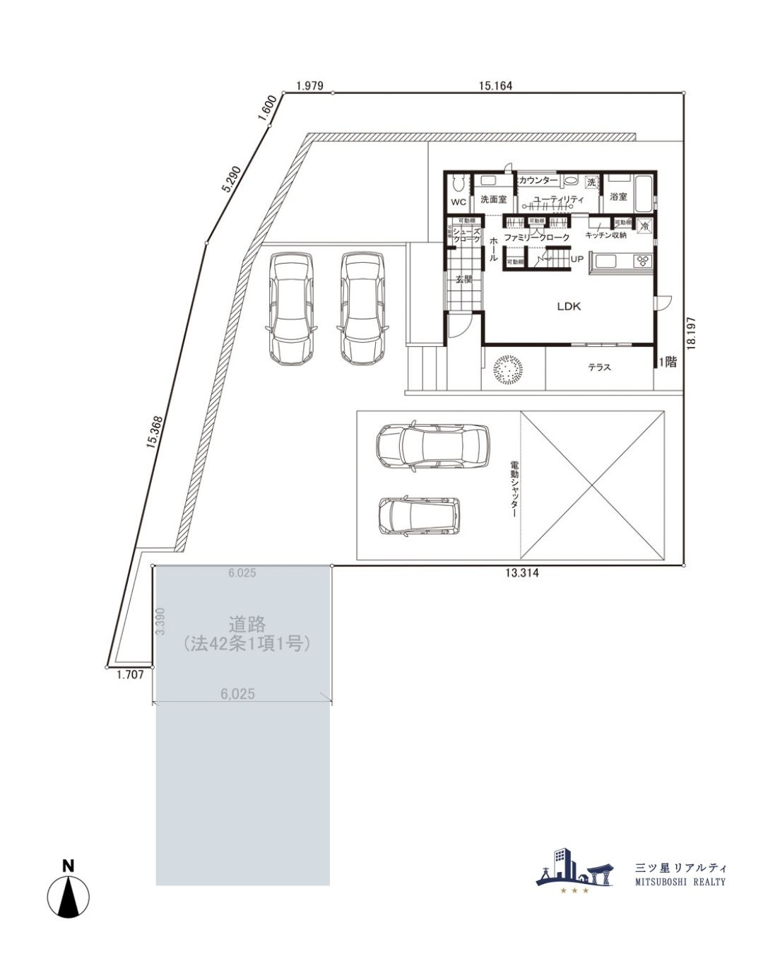 かほく市外日角ロ1番13の区画図