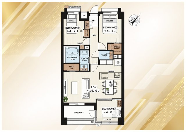 レクセルマンション小岩の間取り|家族の時間も、自分の時間も心地よく。収納充実の3LDKプラン。