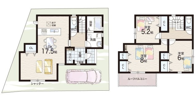 豊中市上野東　第1期　新築一戸建ての間取り|1号地