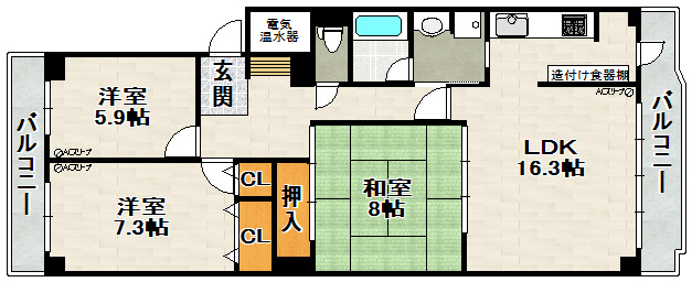 サンハイツ宝塚五月台B棟の間取り
