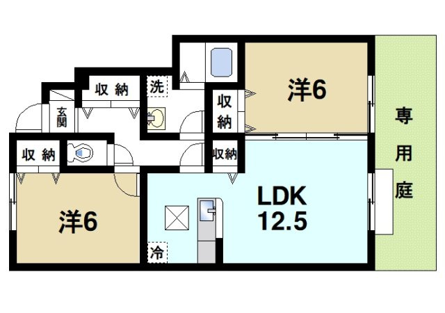 サンモール富堂Ⅲの間取り|2LDKの間取り