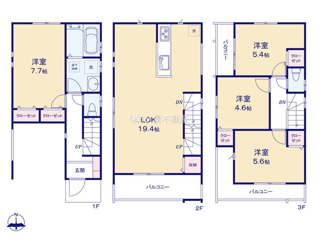 《仲介手数料無料》南区根岸４丁目9-5新築一戸建てミラスモの間取り