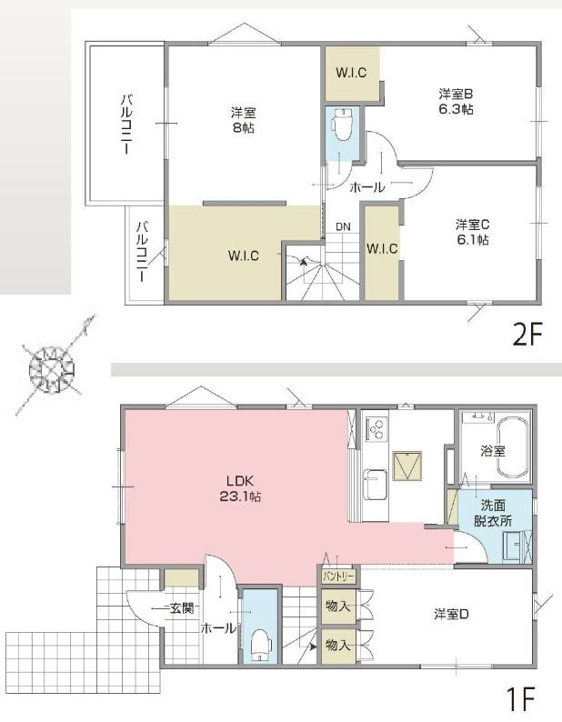 蓮田市馬込1期　全2棟の間取り