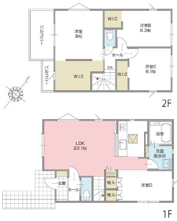 蓮田市馬込1期　全2棟の間取り