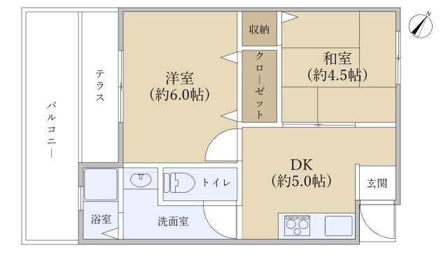泉ヶ丘コーポラスB棟の間取り