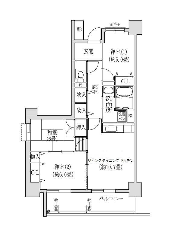 大阪市中央区法円坂１丁目の賃貸マンションの間取り