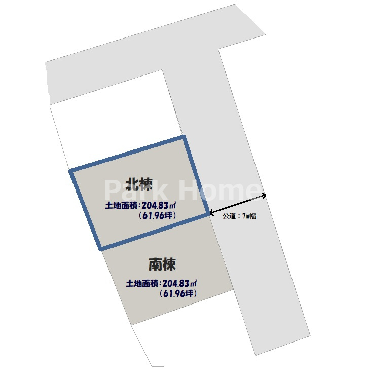 土佐山田町東本町2丁目 -北棟- 建築条件付き売土地の土地図|北棟