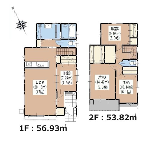 福岡市南区大池1丁目第2-3棟（1号棟）の間取り|全居室収納付きで便利です。