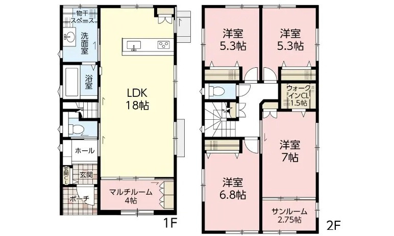 広島市安佐北区可部東２丁目　新築一戸建ての間取り