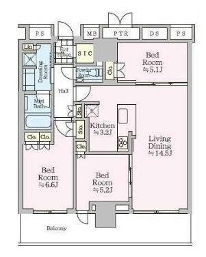 墨田区吾妻橋２丁目の賃貸マンションの間取り