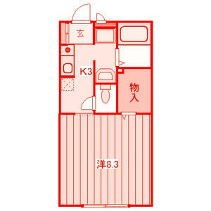 横須賀市追浜町３丁目のアパートの間取り|広々27.16㎡・日当たり良好