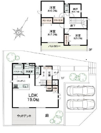 神戸市灘区篠原字伯母野山　中古戸建の間取り