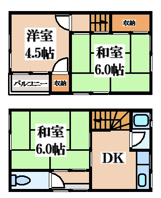 【間取り】 | 六万寺町１丁目貸家