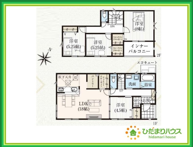 いわき市東田町3期　新築戸建　4号棟の間取り|パントリーやWIC×2＆FC付で収納豊富♪