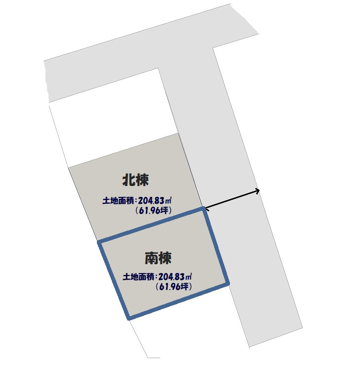 土佐山田町東本町2丁目 -南棟- 建築条件付き売土地の土地図|南棟
