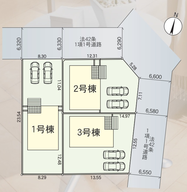 近江八幡市安土町桑実寺　第1期　新築一戸建ての区画図|全3区画