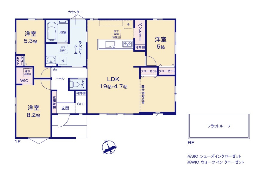 ケイアイフィット　水戸市東前町　5期 　3の間取り|　
☆水回り中心に回遊性のある間取りで生活動線をコンパクトに。収納スペース充実でスッキリ片付きます♪全室明るい二面窓、通風も良好です！