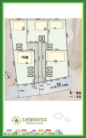 那珂市瓜連第15　新築戸建　1号棟の区画図|駐車場3台止められます(^^♪
