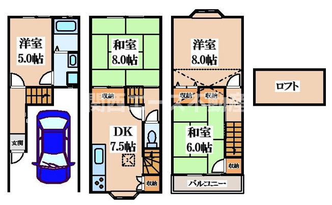 【間取り】 | 吉田５丁目貸家
