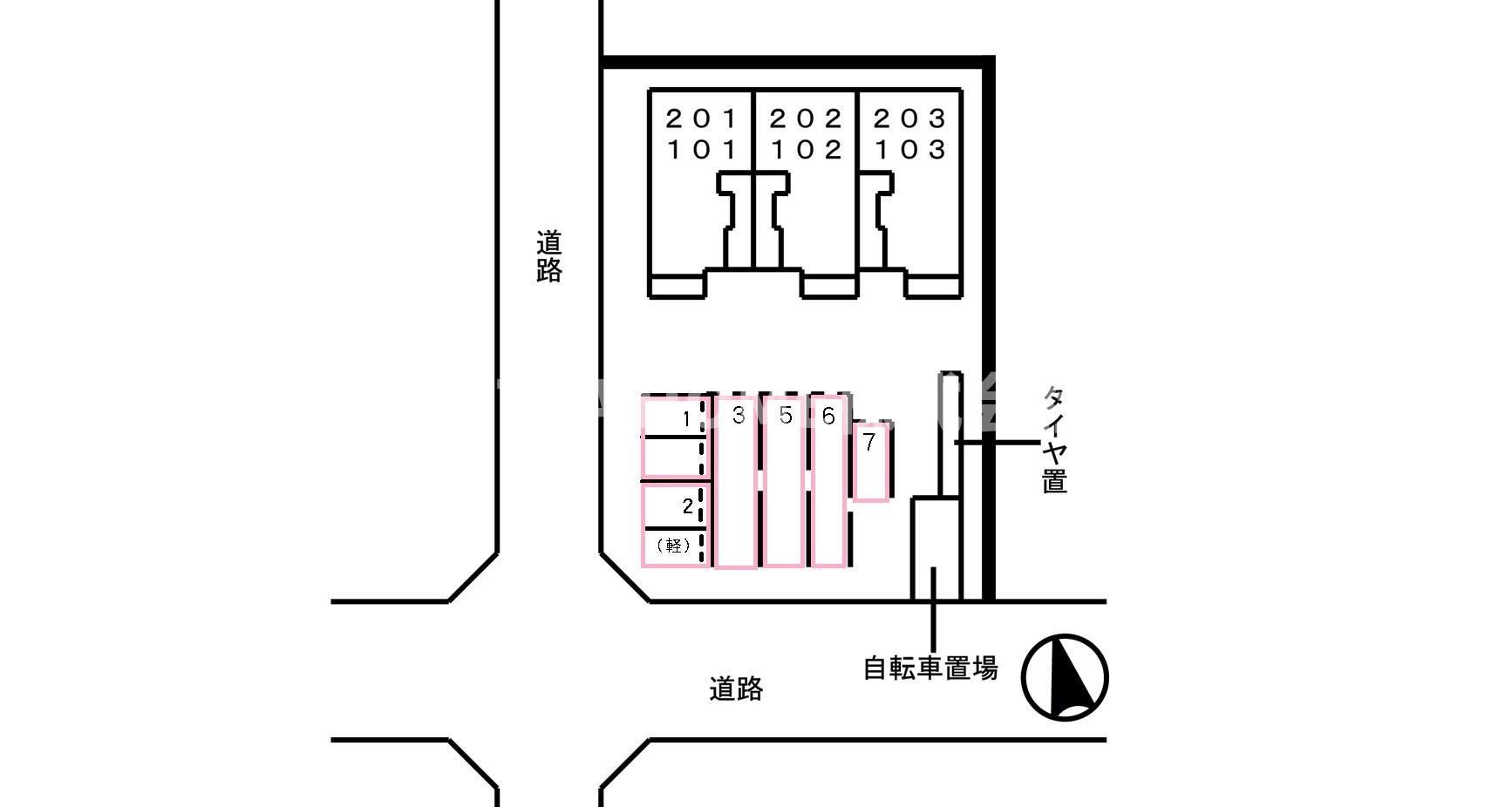 ウッズⅤの区画図|室内洗濯機置き場も設置済み☆
