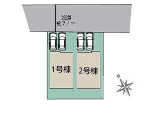 伊勢原市上粕屋　新築戸建　全4棟2号棟の区画図