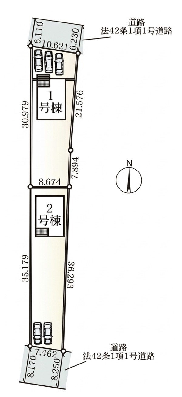 [新築住宅] 深谷市本住町 第1 全2棟の区画図