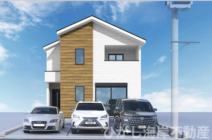 平塚市榎木町　新築戸建　の外観パース|イメージパスですので実際のものと多少異なります

